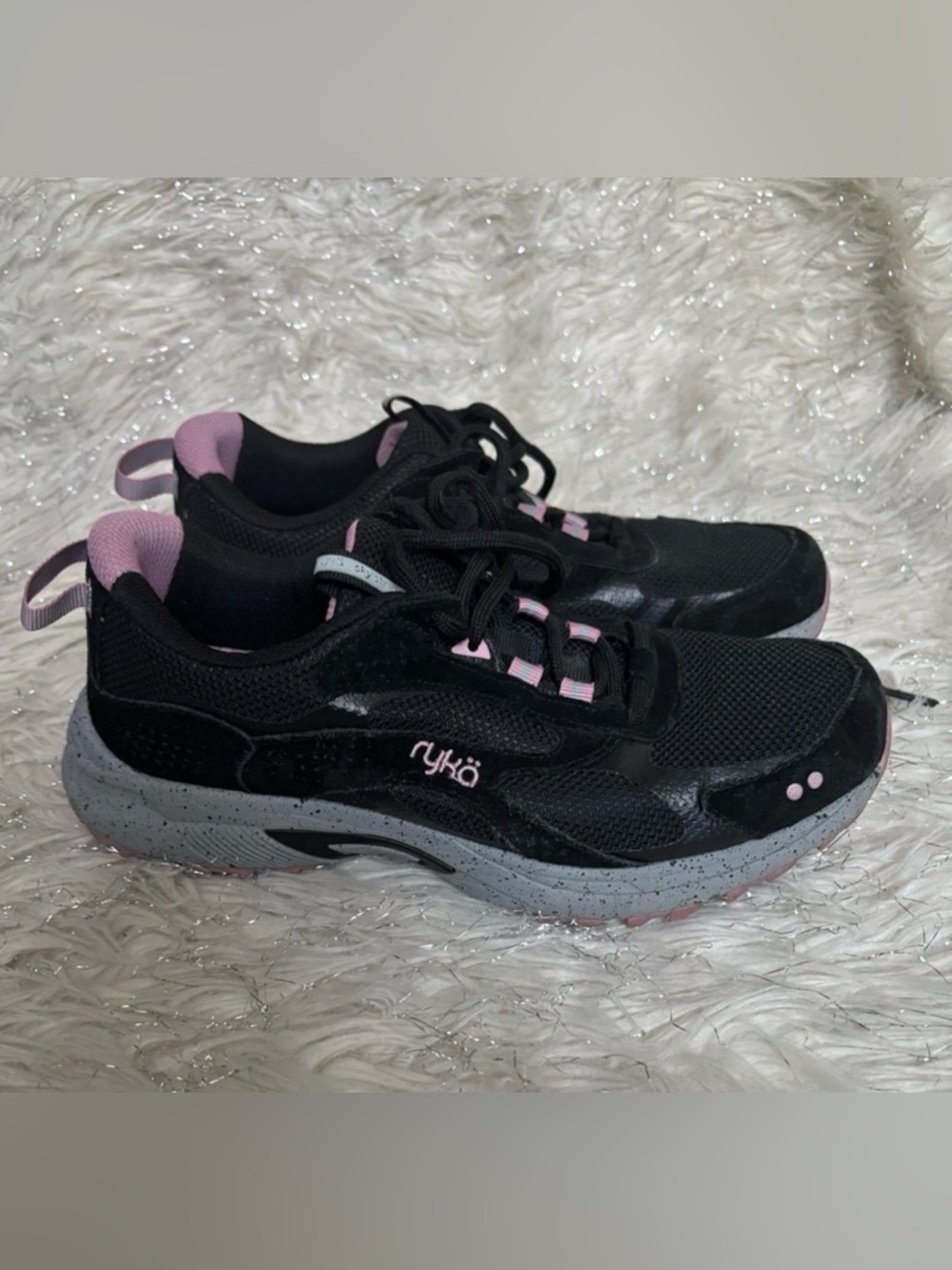 Ryka Sky Stride Women's Black and Pink Athletic Sneakers Size 8M UK5.5 EUR38.5